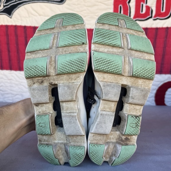 Size 9.5 - On Cloudmonster Shoes Womens Blue Green Running Sneakers Road Cushion - Picture 11 of 13